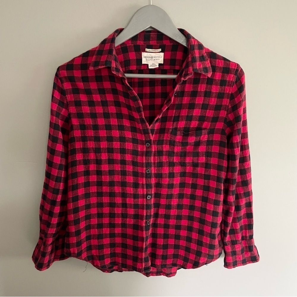 RALPH LAUREN | Checkered | Coastal Cowgirl | Plaid Button Down Flannel | Size M